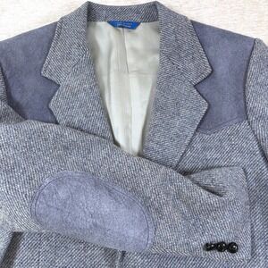 VTG Pendleton Western Wool Blazer Elbow Patches Cowboy Gray Blue Mens Sz 40